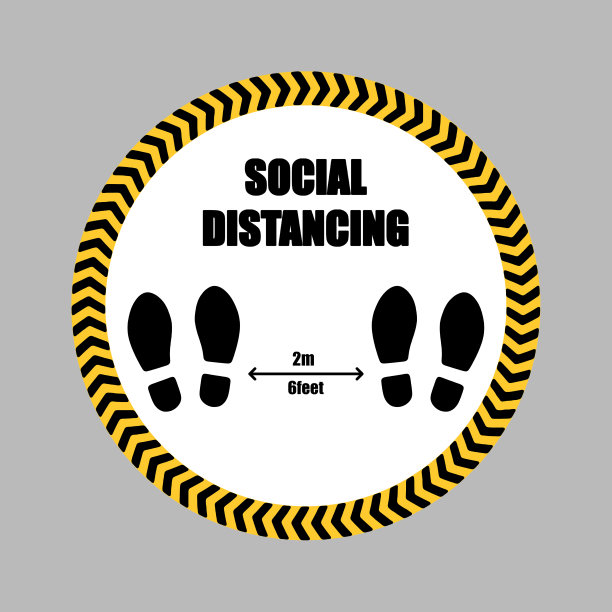 社会距离。2米6英尺贴纸，停止等在这里文字图片下载