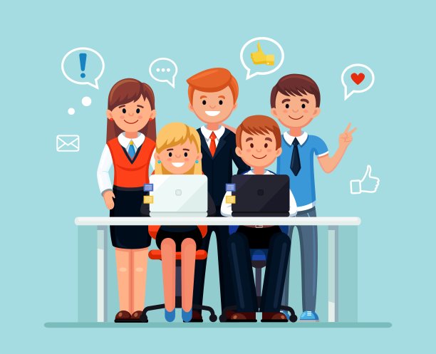 幸福的朋友孤立的背景。商务人士拥抱和微笑。友好的同事。矢量设计图片下载