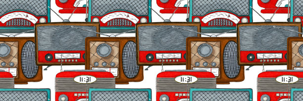 复古风格的水彩收音机图片下载