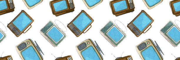 复古风格的水彩电视机图片下载