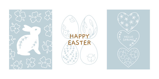 一套传统元素的复活节贺卡图片下载