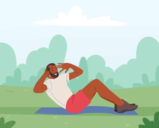 成熟的男人摇摆的冲压躺在地面上的房子院子。街头体育训练，男性体能训练图片下载