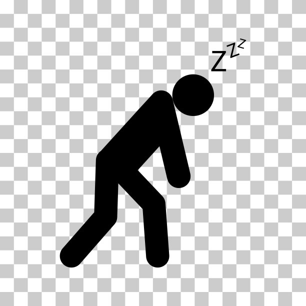 疲倦的男人图标，睡眠情绪疲倦的标志，无聊的概念符号，图形矢量插图图片下载