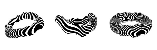 扭曲环面形状的视错觉。黑色和白色线条的抽象矢量背景。模式扭曲纹理。图片下载