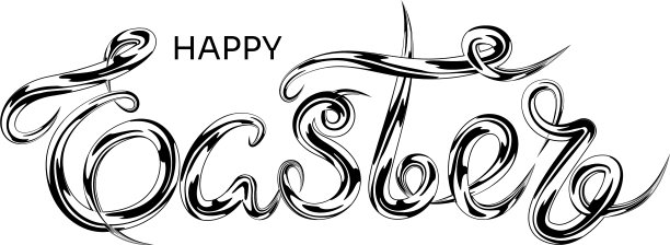 液态铬快乐复活节刻字。手写抽象书法文本图片下载