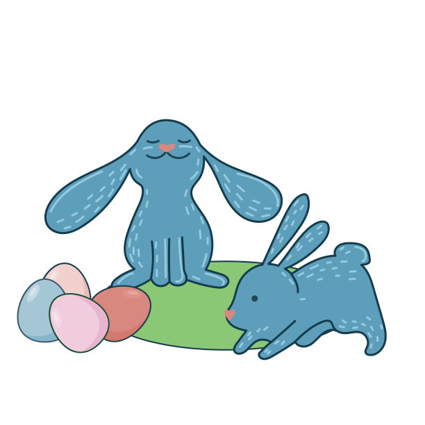 复活节快乐节日有趣的卡通兔子可爱的涂鸦印刷插图图片下载