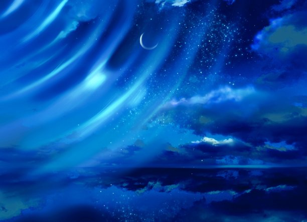 水波映照着美丽的夜空景观。图片下载