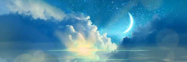 水波映照着美丽的夜空景观。图片下载