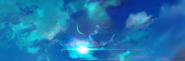 水波映照着美丽的夜空景观。图片下载