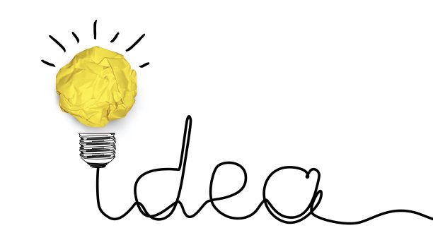 新想法的概念。皱巴巴的纸作为一个灯泡孤立在白色背景，矢量插图图片下载