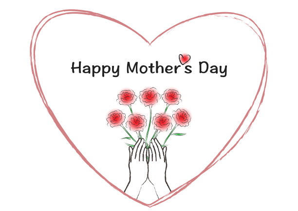母亲节的矢量插图。康乃馨花设计。贺卡，图标，标志，横幅。图片下载