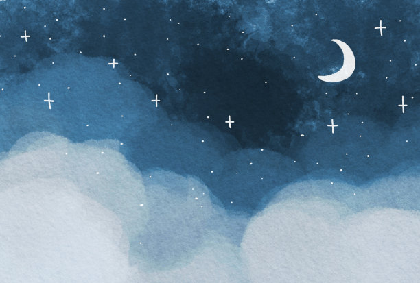 美丽的水彩夜空背景插图图片下载