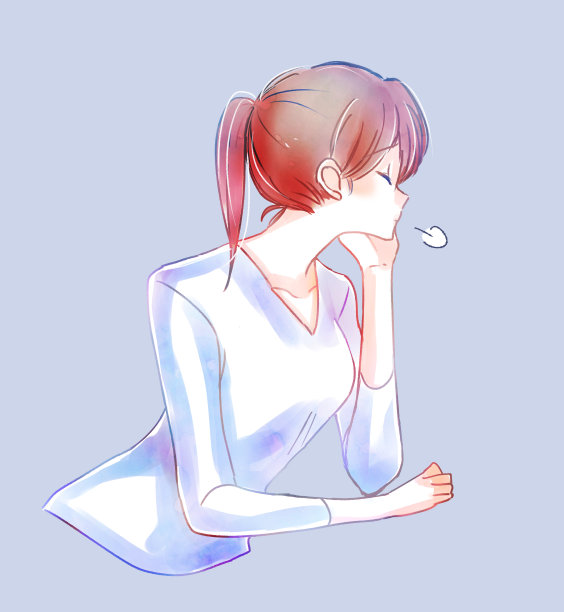 一个女人叹息的插图图片下载