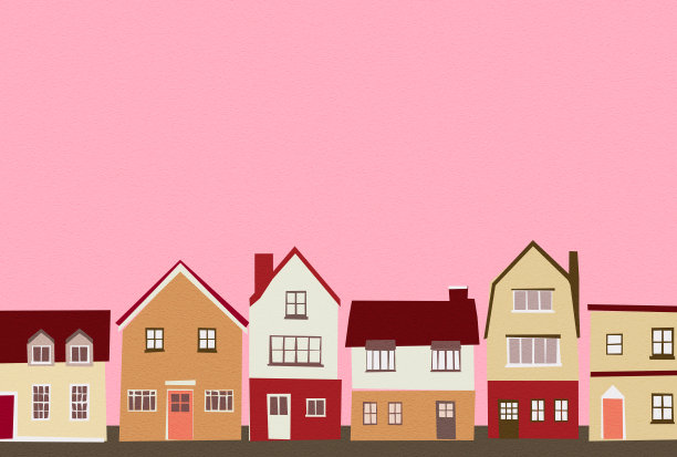 可爱和简单的欧洲风格的城市景观插图图片下载