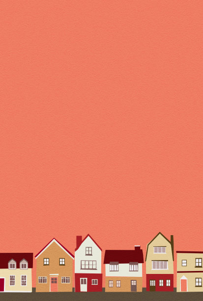 可爱和简单的欧洲风格的城市景观插图图片下载