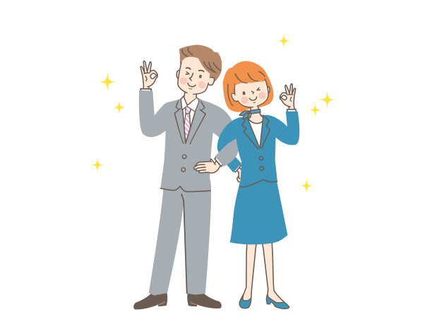 一对男女手挽着手，签了“OK”图片下载