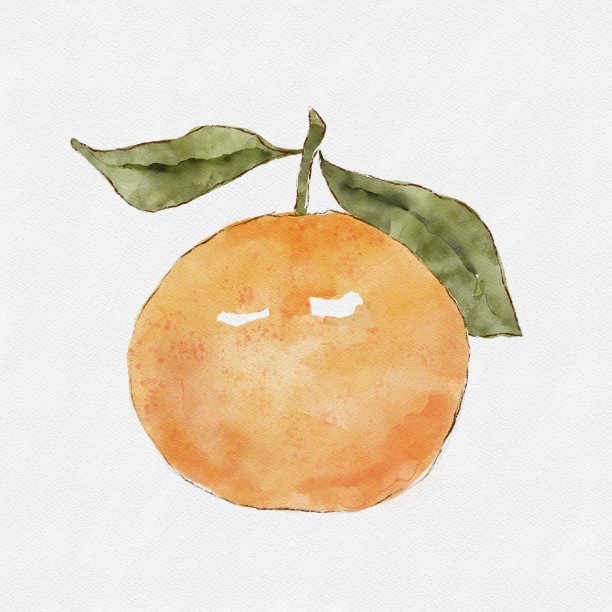 水彩风格手绘橙色插图。图片下载