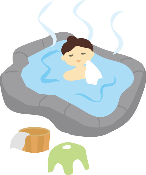 一个在温泉中沐浴的女人的矢量插图。图片下载