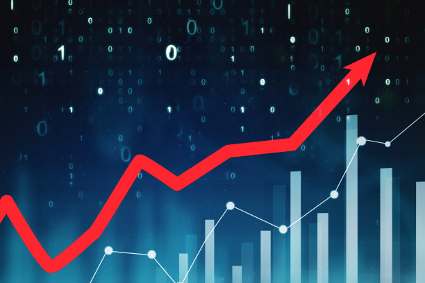 红色向上箭头表示网络空间的增长图表图片下载