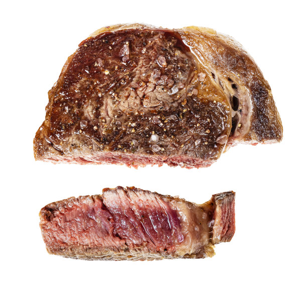 半生不熟的肋眼牛排切出的俯视图图片下载