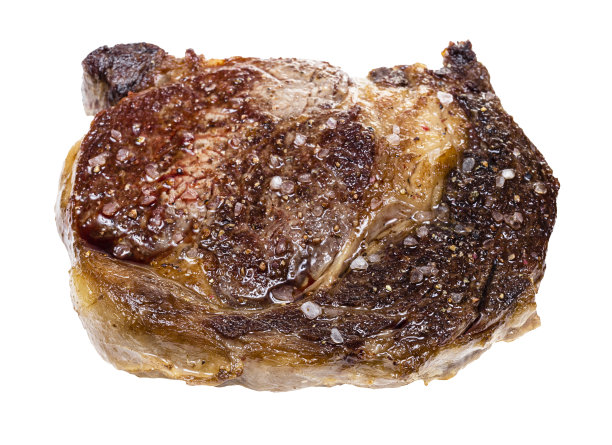 炸肋眼牛排，隔离在白色上图片下载