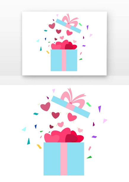 情人节爱心和礼盒图片下载