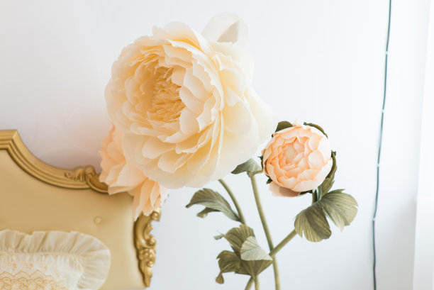 美丽的大型人造花剪纸，摄影工作室装饰图片下载