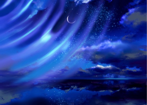 水波映照着美丽的夜空景观。图片下载