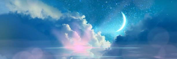 水波映照着美丽的夜空景观。图片下载