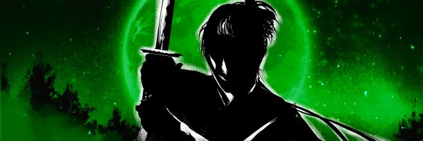 kirie风格的年轻武士与敌人战斗的手绘插图图片下载