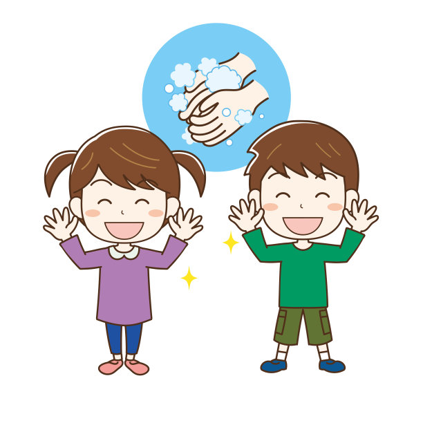 男孩和女孩在洗手图片下载