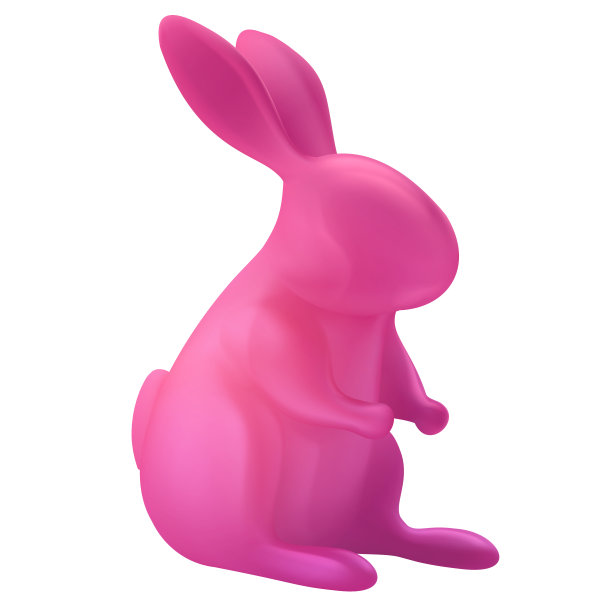 粉红色的兔子。风格化有趣的卡通矢量对象孤立在白色背景。儿童粘土、塑料或软玩具。甜美多彩的设计个性。逼真可爱的3d插图。图片下载