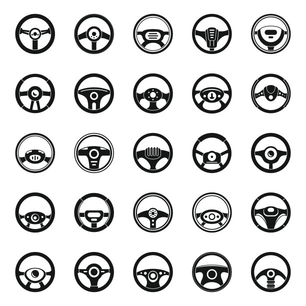 汽车方向盘图标设置，风格简单图片下载