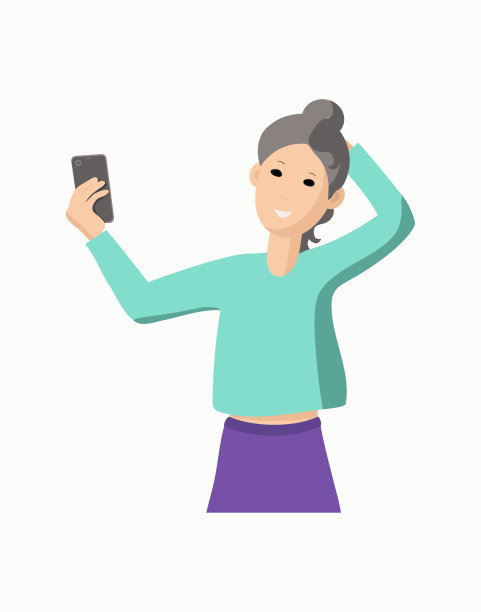 一名年轻女子在自拍。图片下载