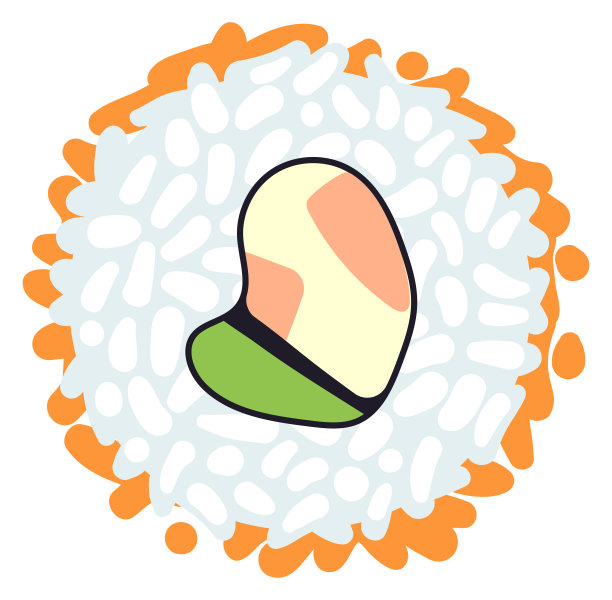 海鲜卷。日本传统食物。卡通maki图片下载