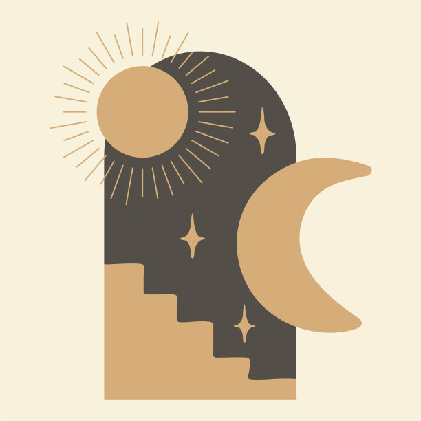 现代极简主义抽象美学插图。波西米亚风格的墙壁装饰。摩洛哥楼梯,拱图片下载