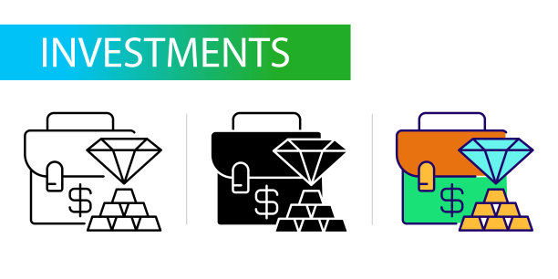 投资组合的类型-贵金属和宝石。三个图标设置图片下载