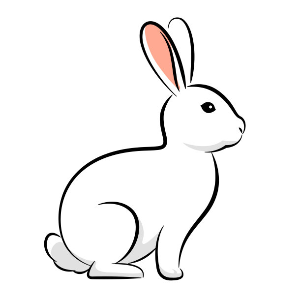 白色的兔子侧身坐着，矢量图片下载