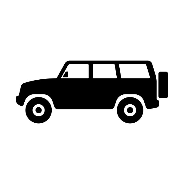 SUV图标。越野车辆。黑色的轮廓。侧视图。向量简单的平面图形说明。白色背景上的孤立对象。隔离。图片下载