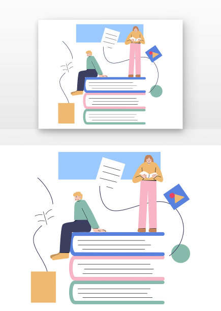 扁平矢量教育认真阅读的学生图片下载