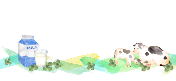 水彩画牛奶和奶牛图片下载
