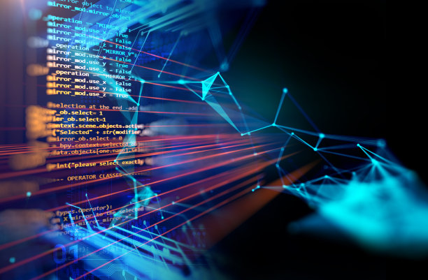 程序代码抽象技术背景下的软件开发和计算机脚本横幅三维插图图片下载