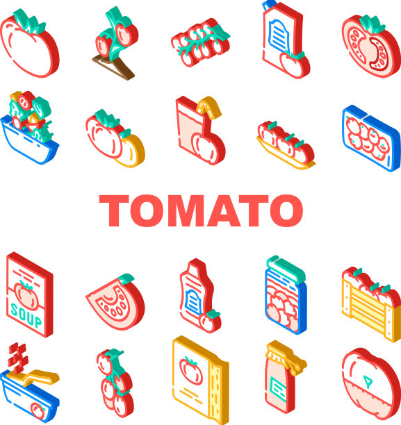 番茄天然生物成分图标集图片下载