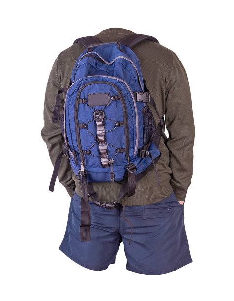 背包，短裤，夏季夹克孤立在白色的背景上。图片下载