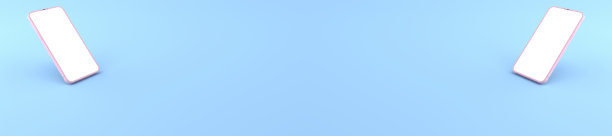 3D渲染模型粉红色的智能手机白色屏幕在蓝色的地板上，粉红色的手机躺在地上。智能手机的白色屏幕可用于商业广告，孤立于蓝色背景图片下载