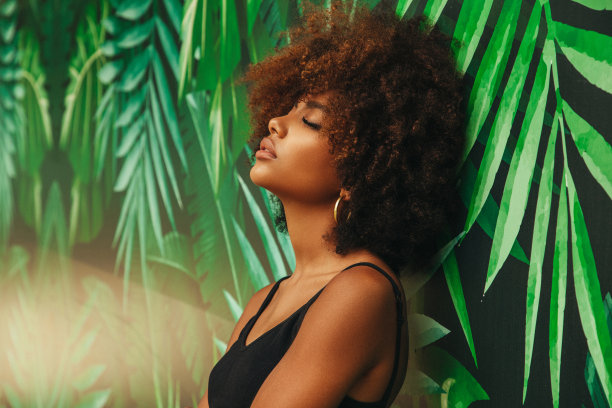 年轻漂亮的非洲发型女人图片下载