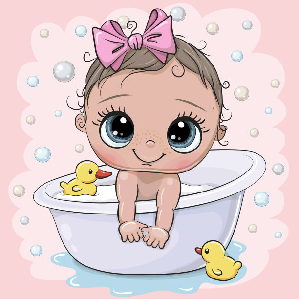 浴室里的卡通小女孩图片下载