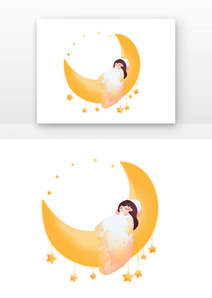 睡眠日睡觉的人在月亮上盖着被子图片下载