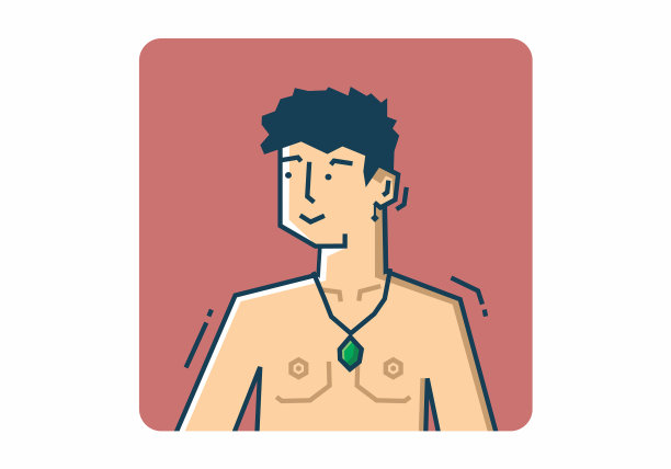 僵硬的男子赤膊戴着翡翠项链图片下载