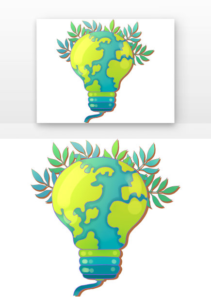 绿色环保地球一小时灯泡图片下载